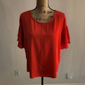 Everly ruffled sleeve red blouse size medium‎